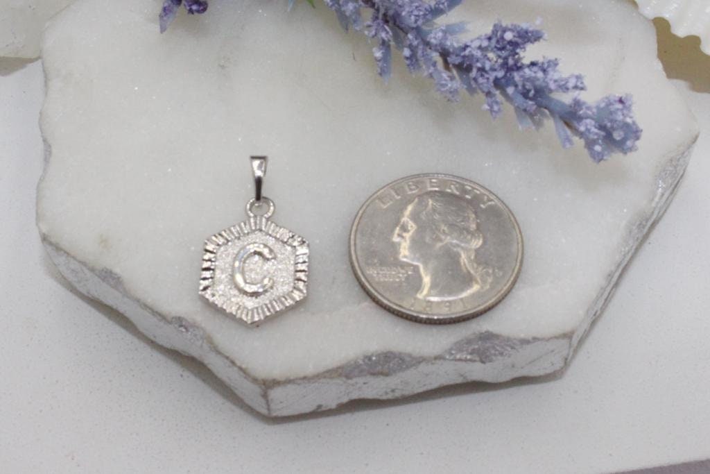 A-Z Hexagon Medallion Pendant