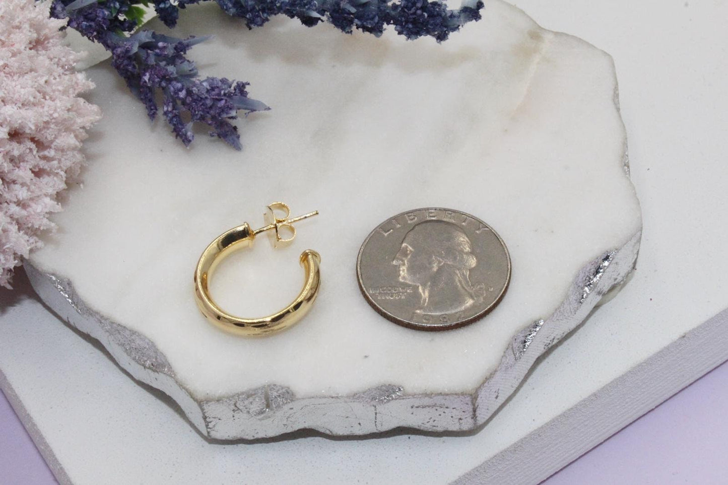 Dainty Textured Design Open Hoops