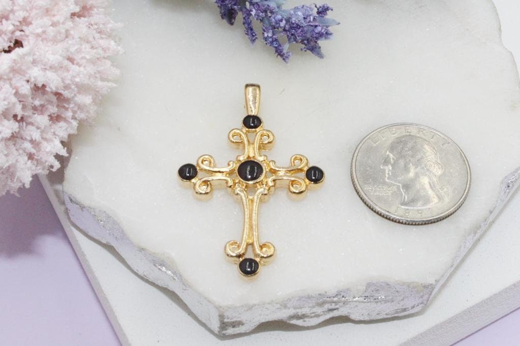 Black Stones Cross Pendant