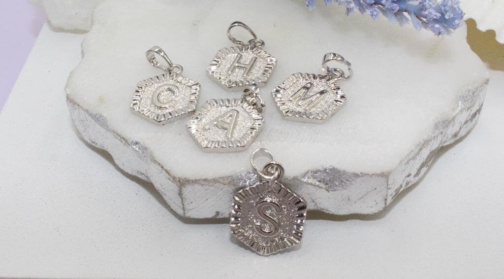 A-Z Hexagon Medallion Pendant