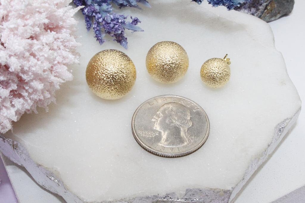 Golden Frosted Sphere Stud Earrings
