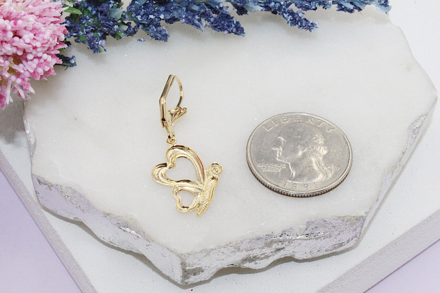 3 Tone Butterfly Latch Earrings