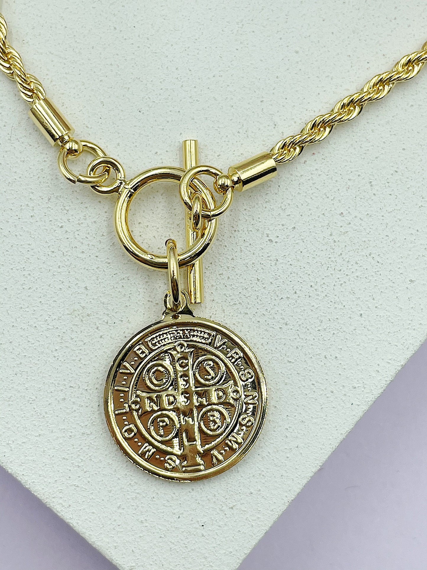 Rope Chain Bracelet With Saint Benedict Medal Bracelet