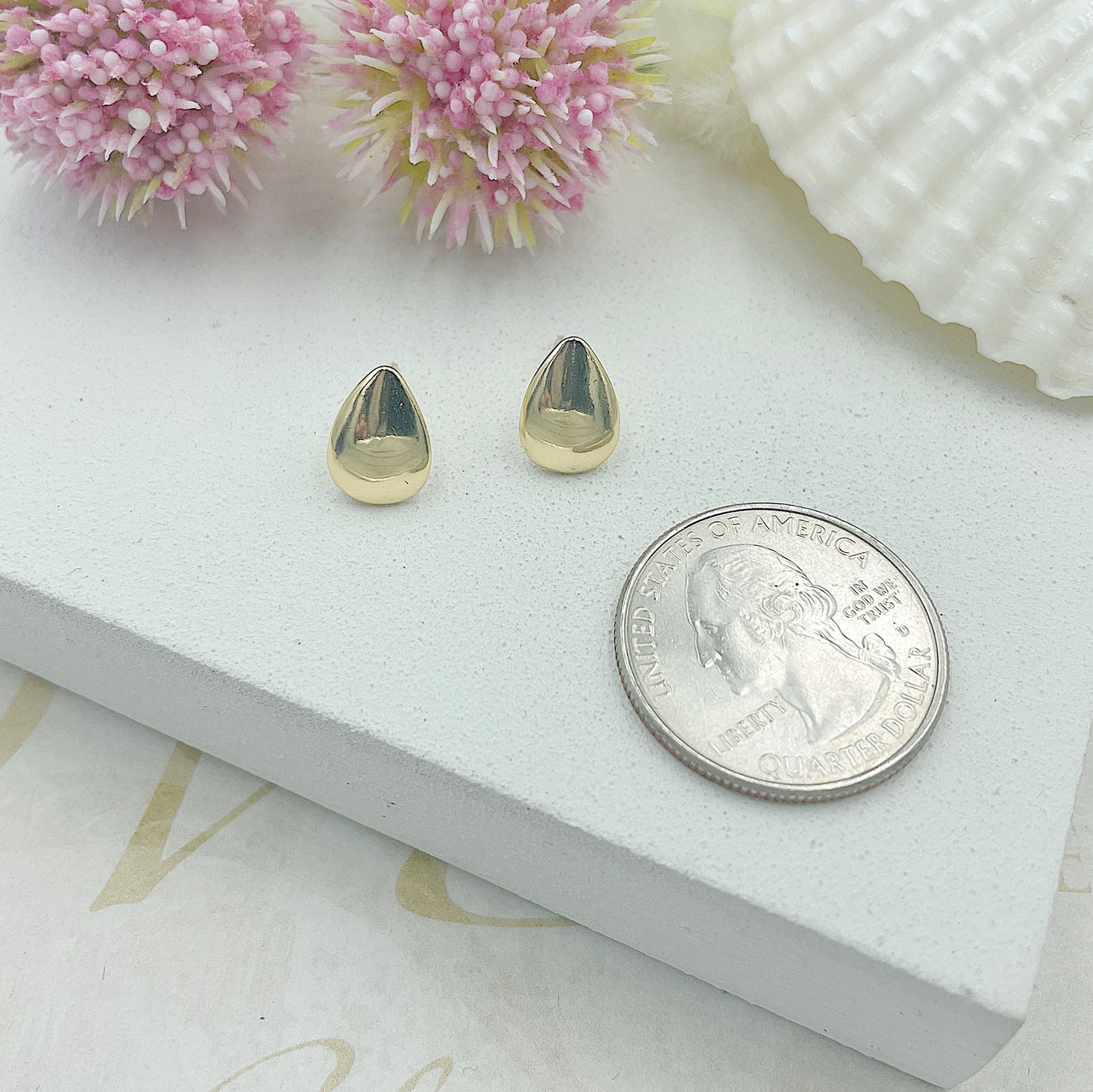 Gold drop Stud Earrings
