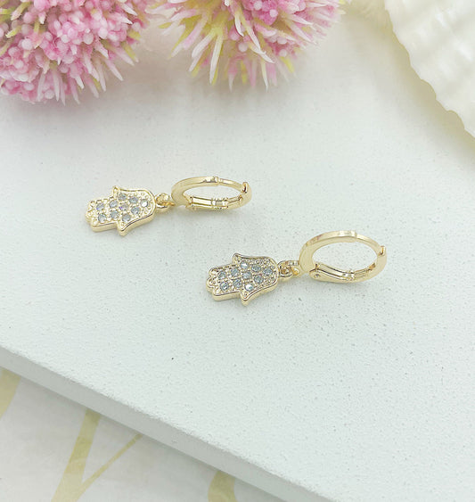 Hamsa Hanging With Zc's Stones Earrings