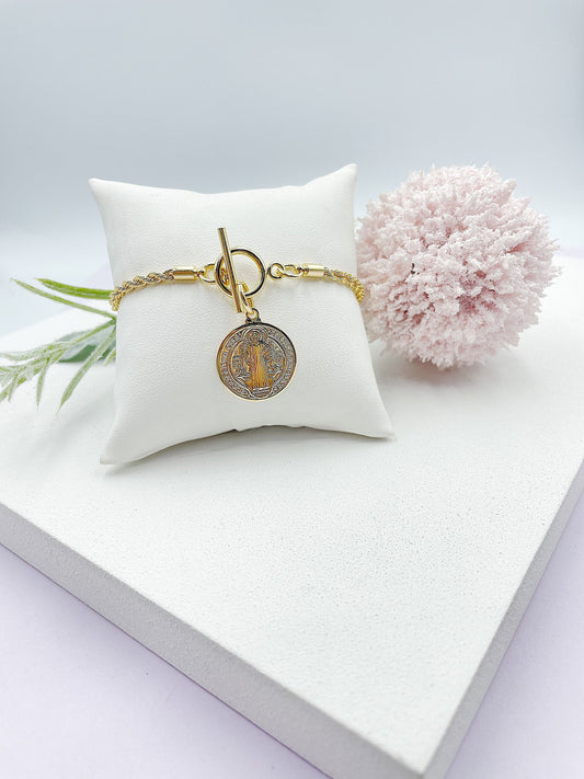 Rope Chain Bracelet With Saint Benedict Medal Bracelet