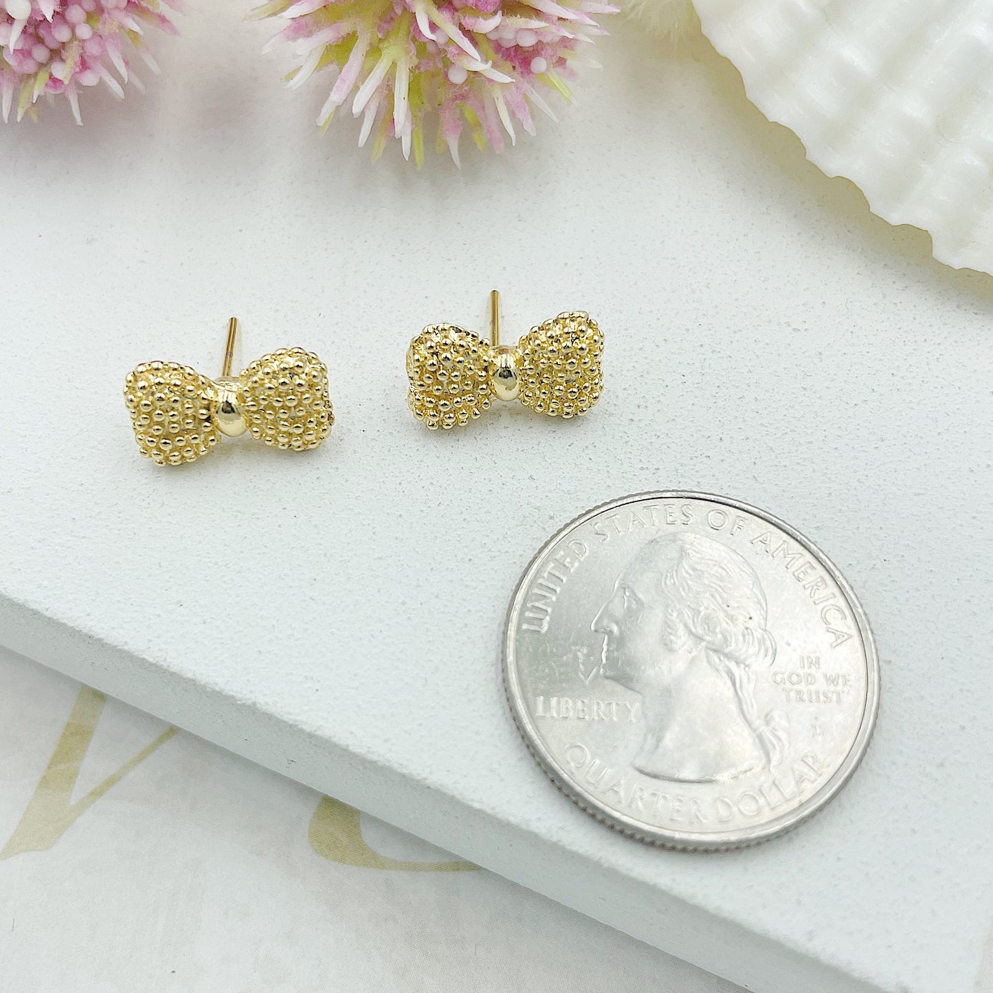 Golden Bow Stud Earrings