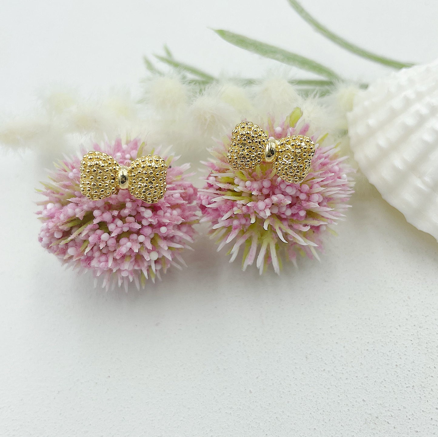 Golden Bow Stud Earrings
