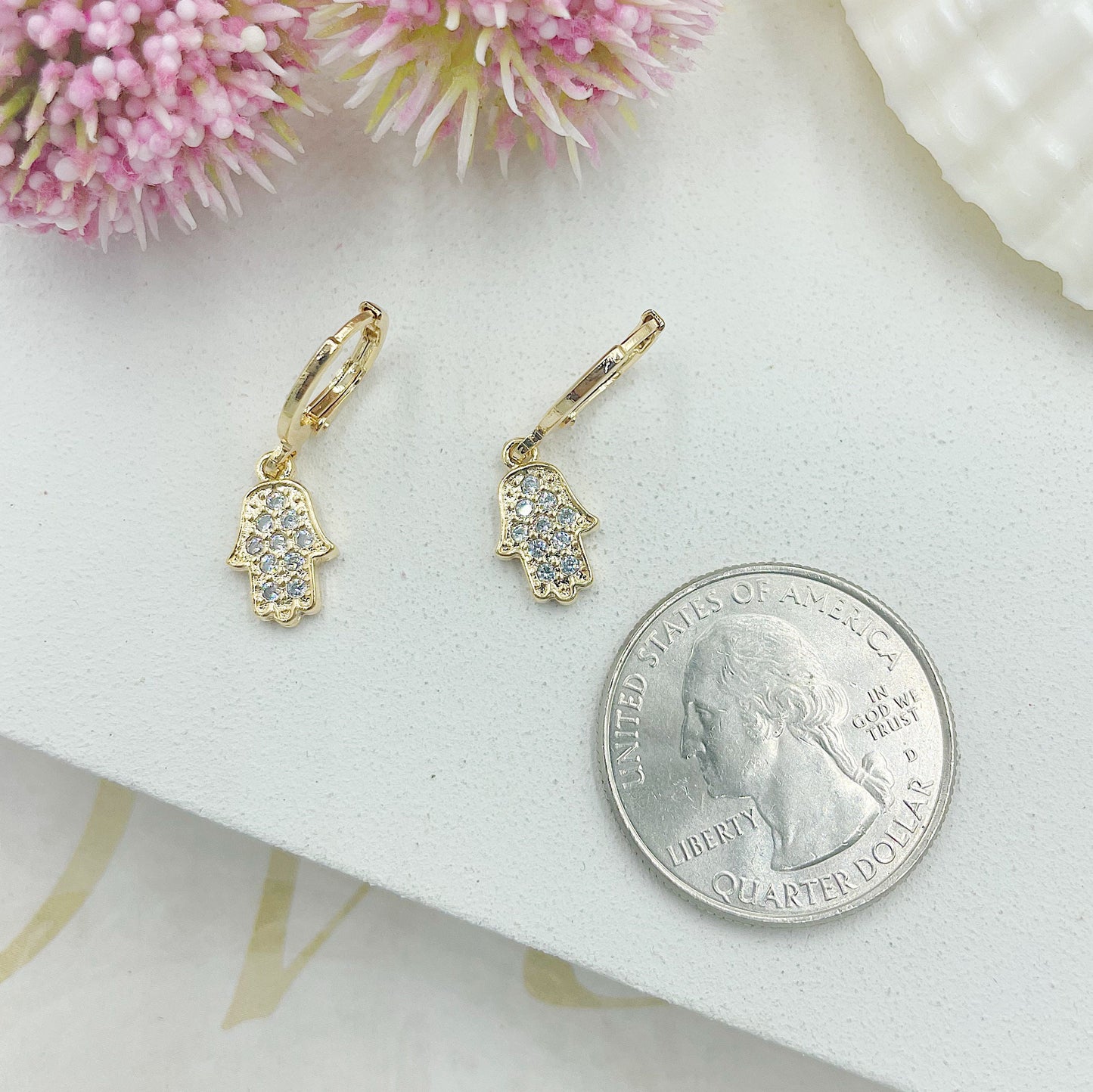 Hamsa Hanging With Zc's Stones Earrings