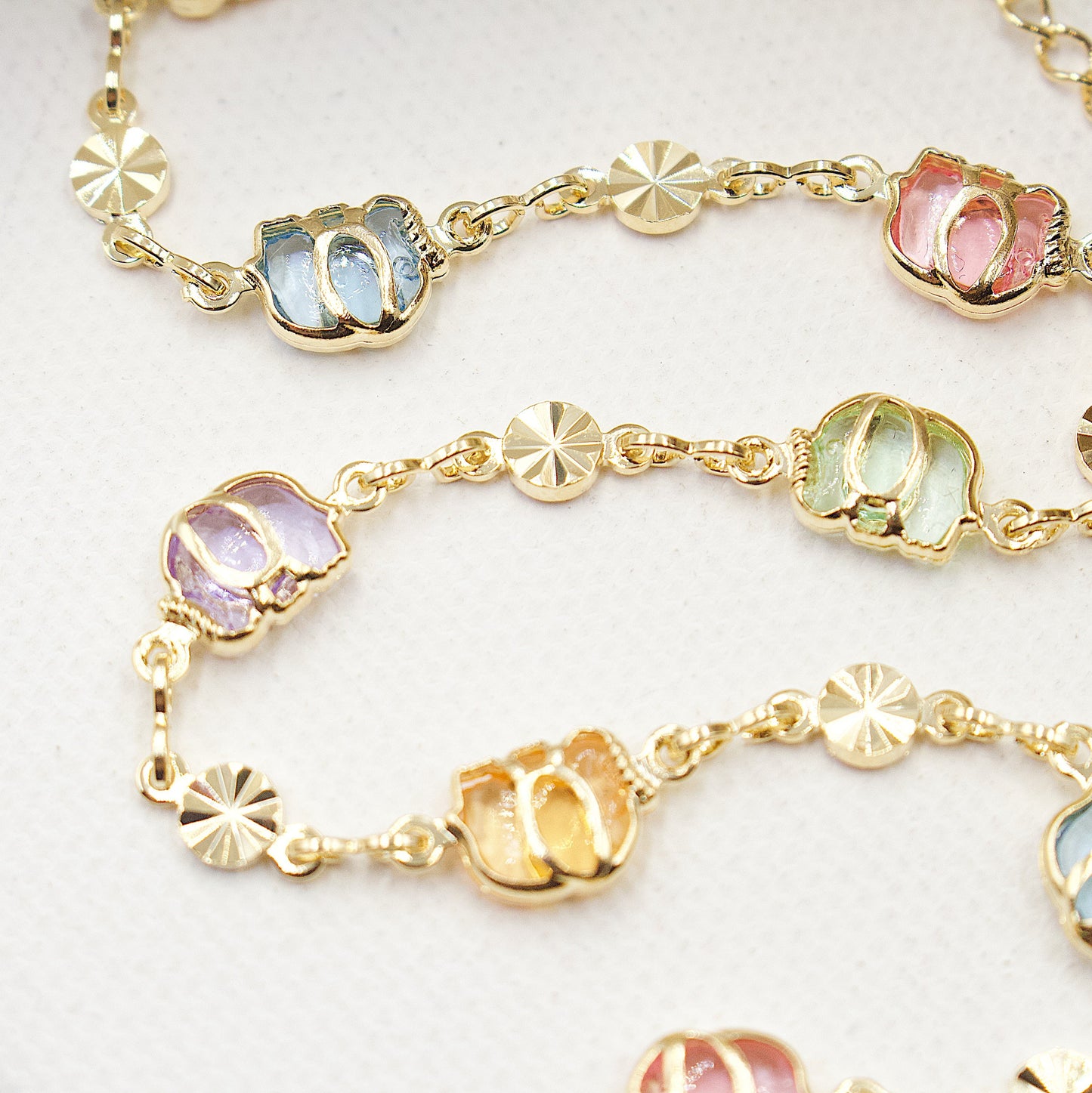 Elephants In Colored Stones Anklet