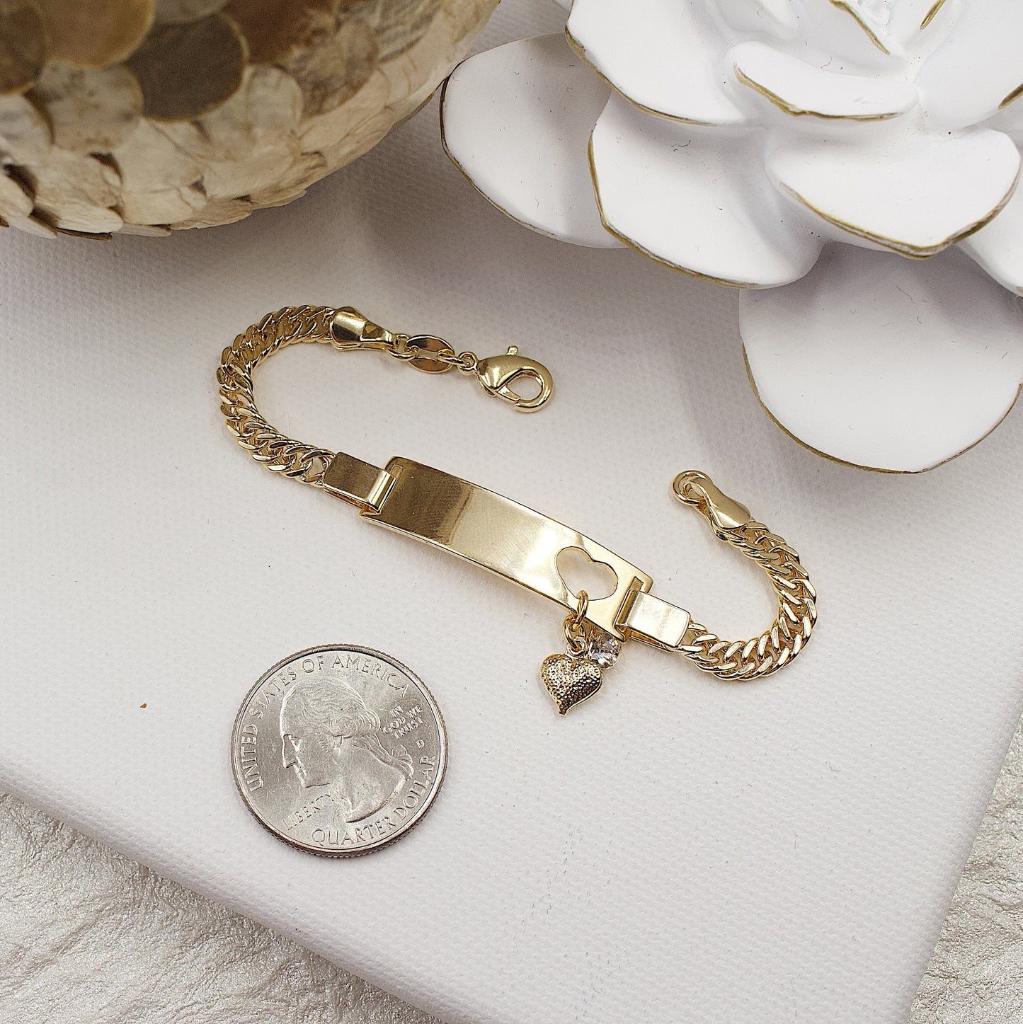 Heart Hanging With Shiny Stone Kids Bracelet