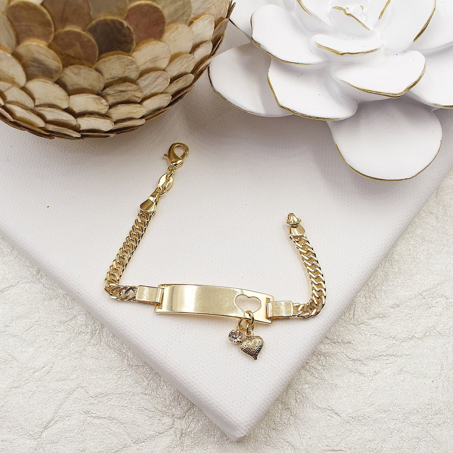 Heart Hanging With Shiny Stone Kids Bracelet