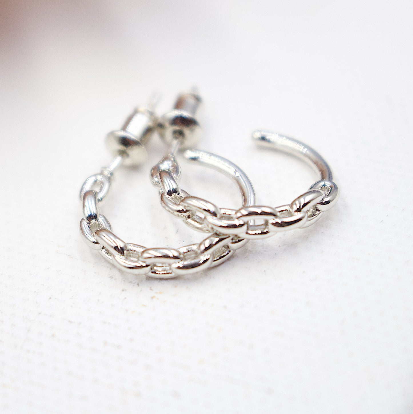 Open Ring With Chain Detail Earrings