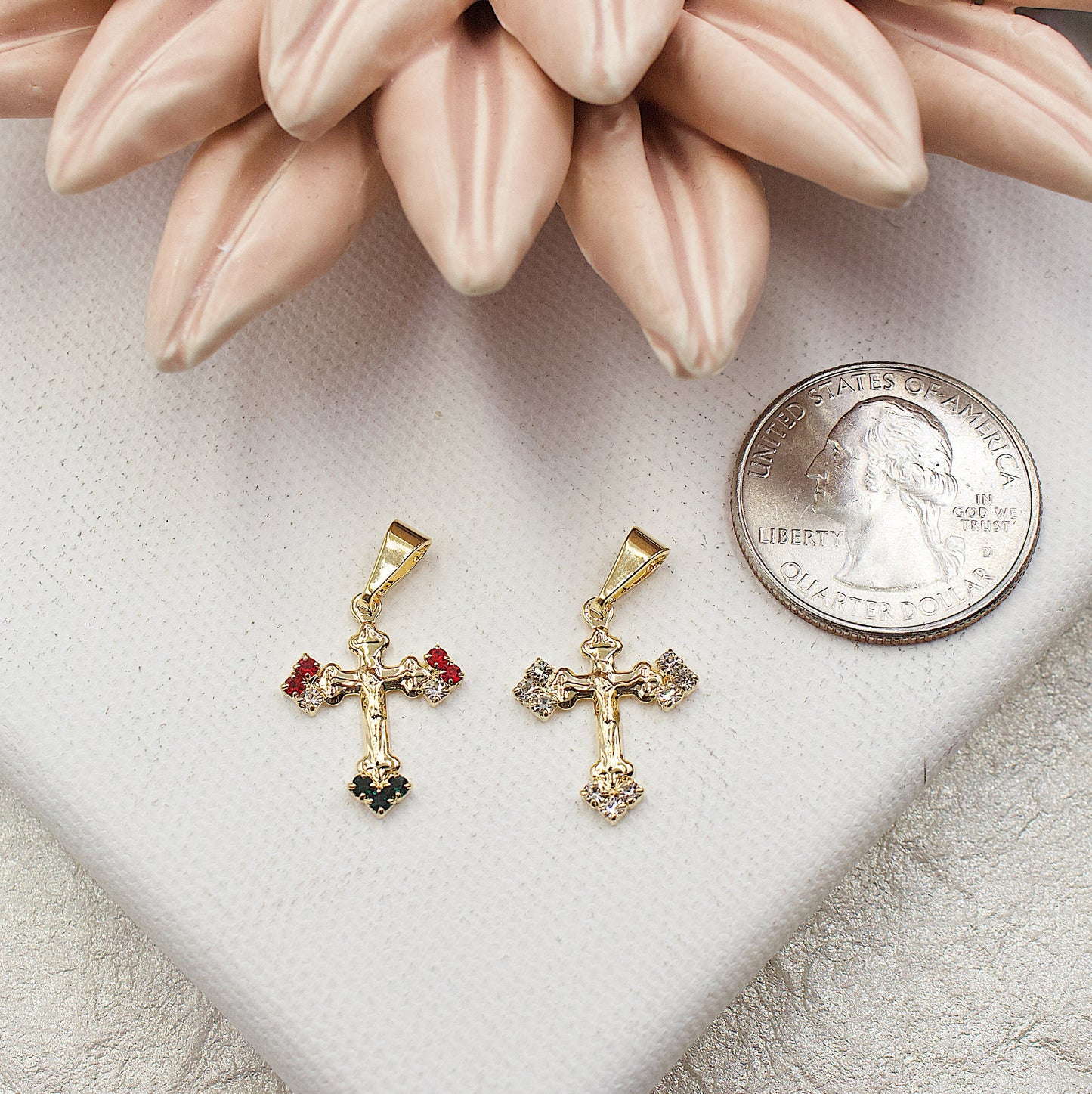 Cross With Stones On The Tips Pendant