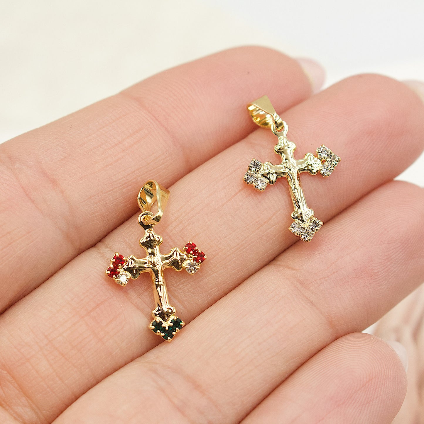 Cross With Stones On The Tips Pendant