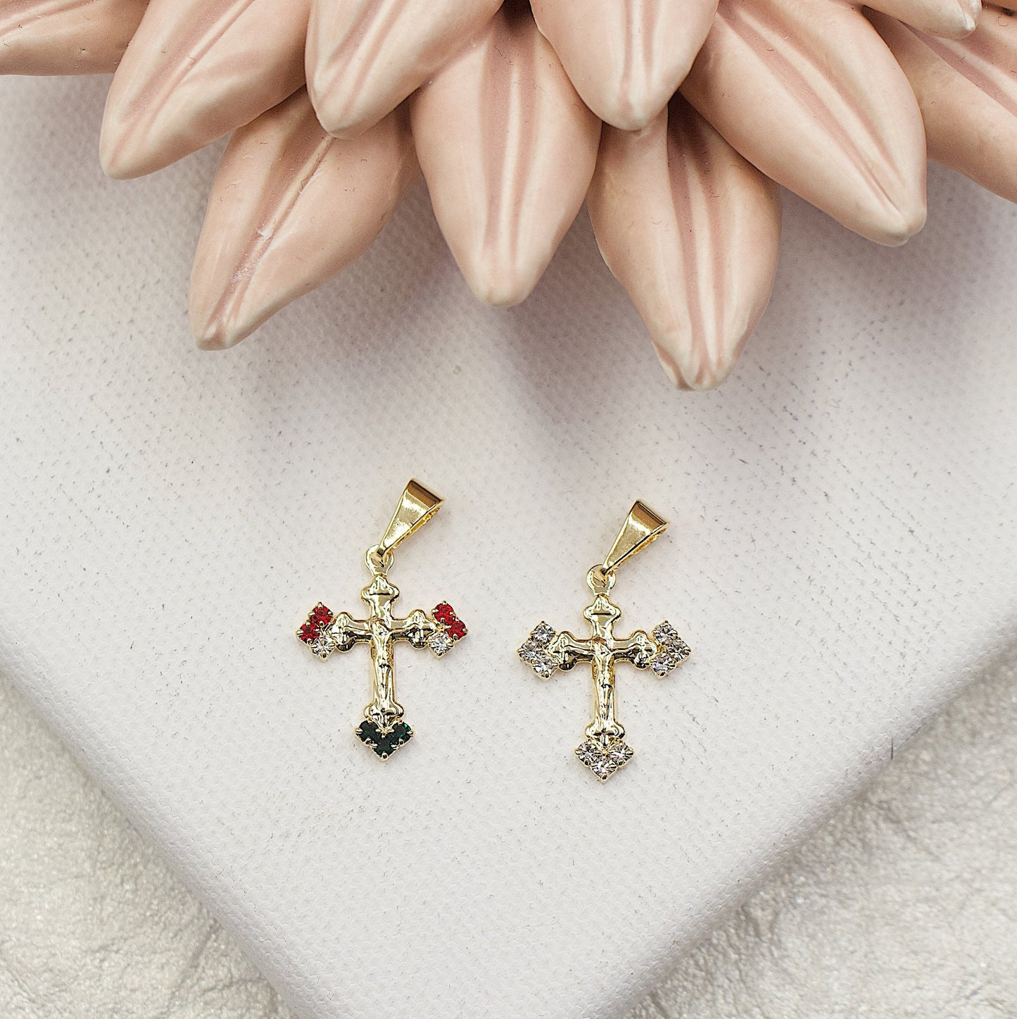 Cross With Stones On The Tips Pendant
