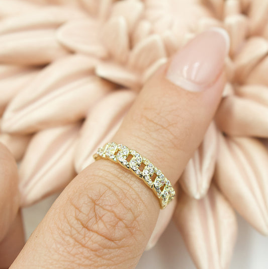 Chain Detail With Rhinestones Ring