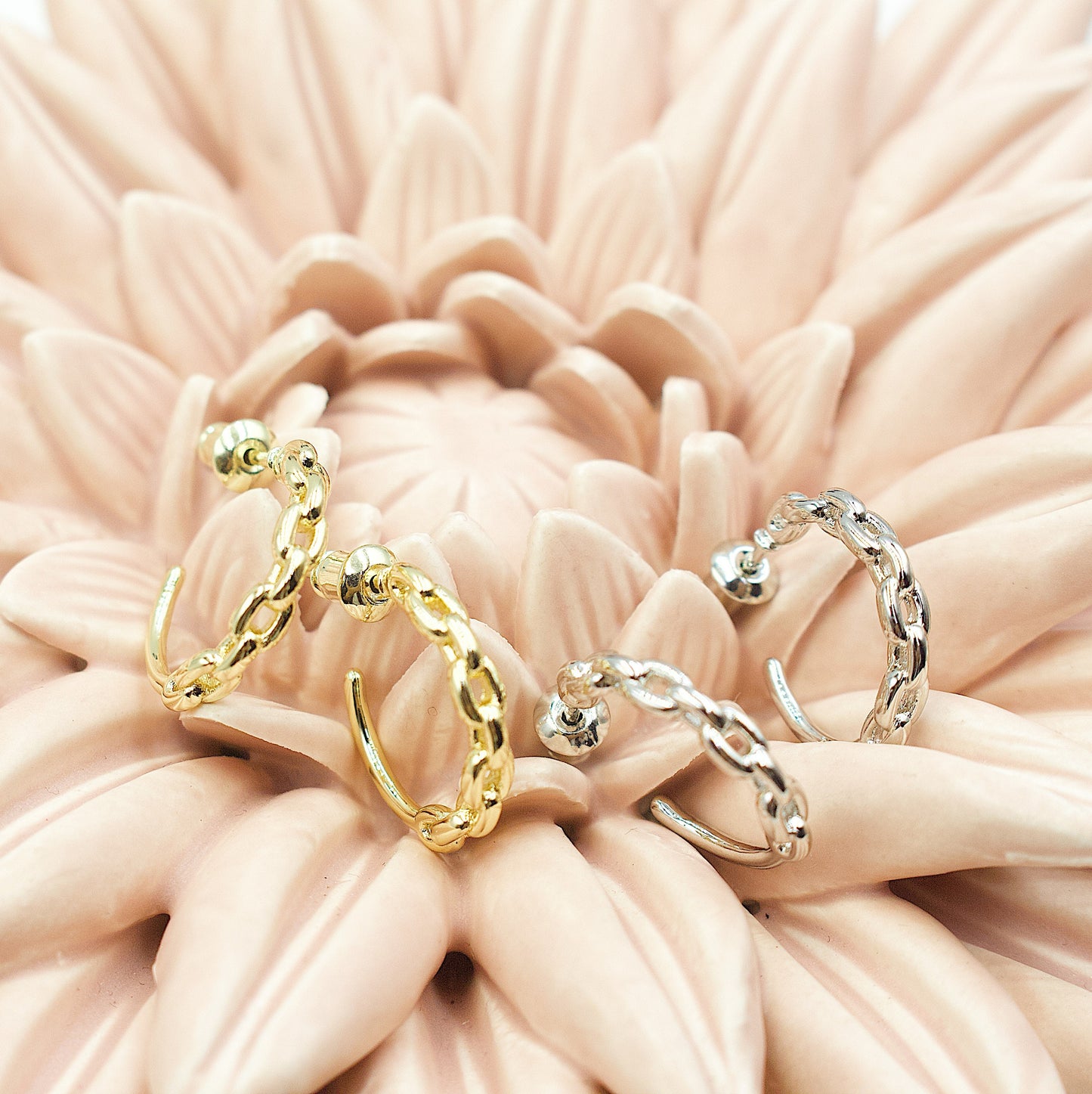 Open Ring With Chain Detail Earrings
