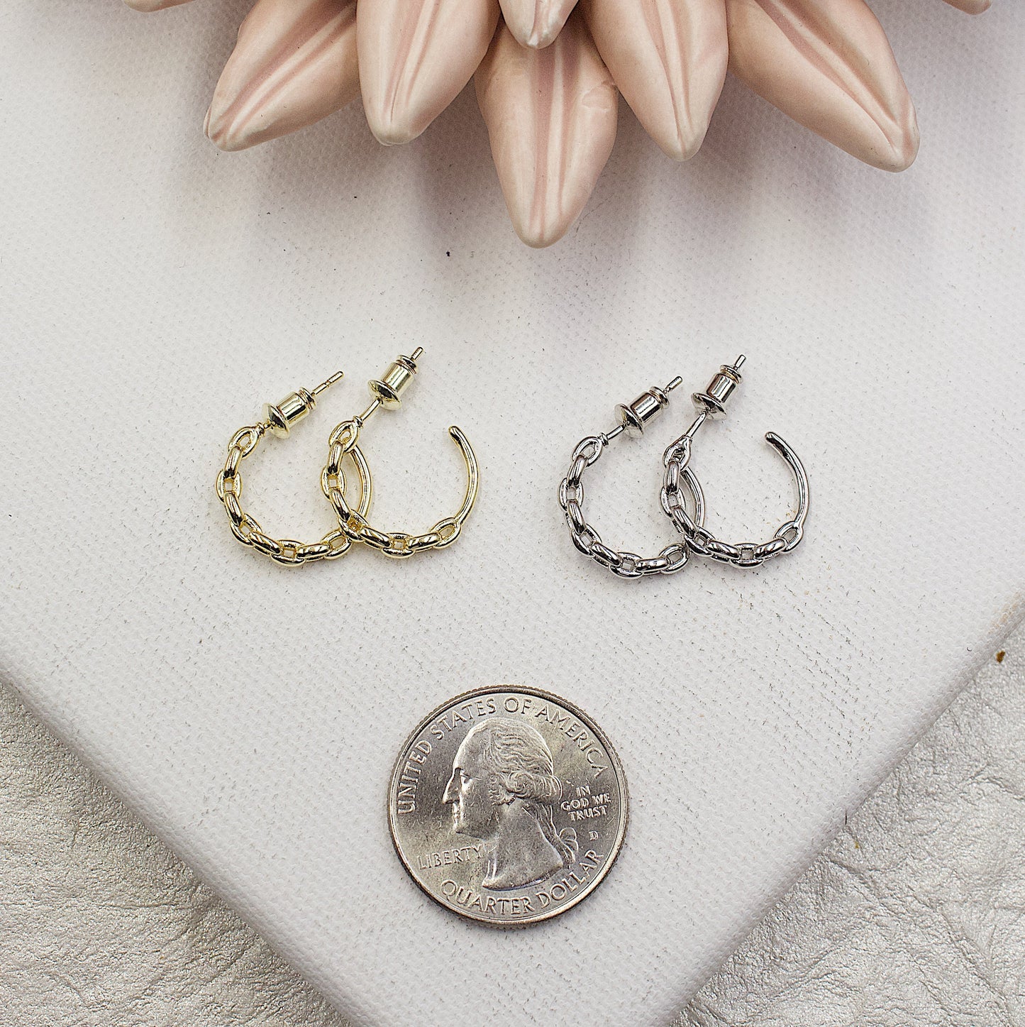 Open Ring With Chain Detail Earrings