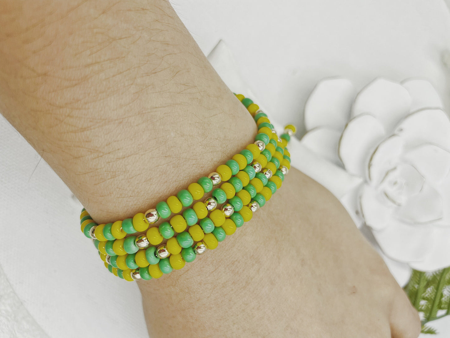 Green & Yellow Beads Orula Bracelet