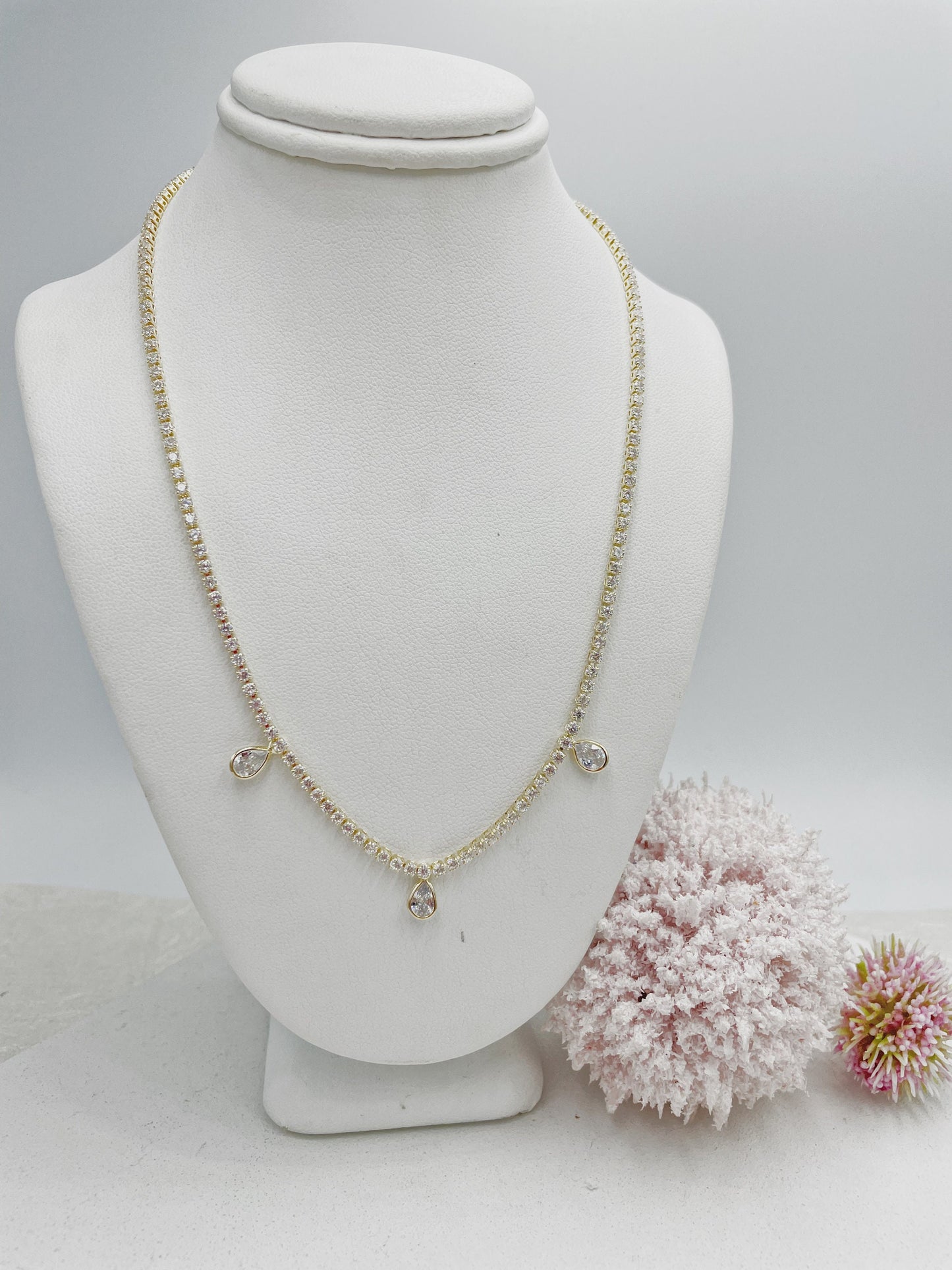Cubic Zirconia Drops Stones Necklace