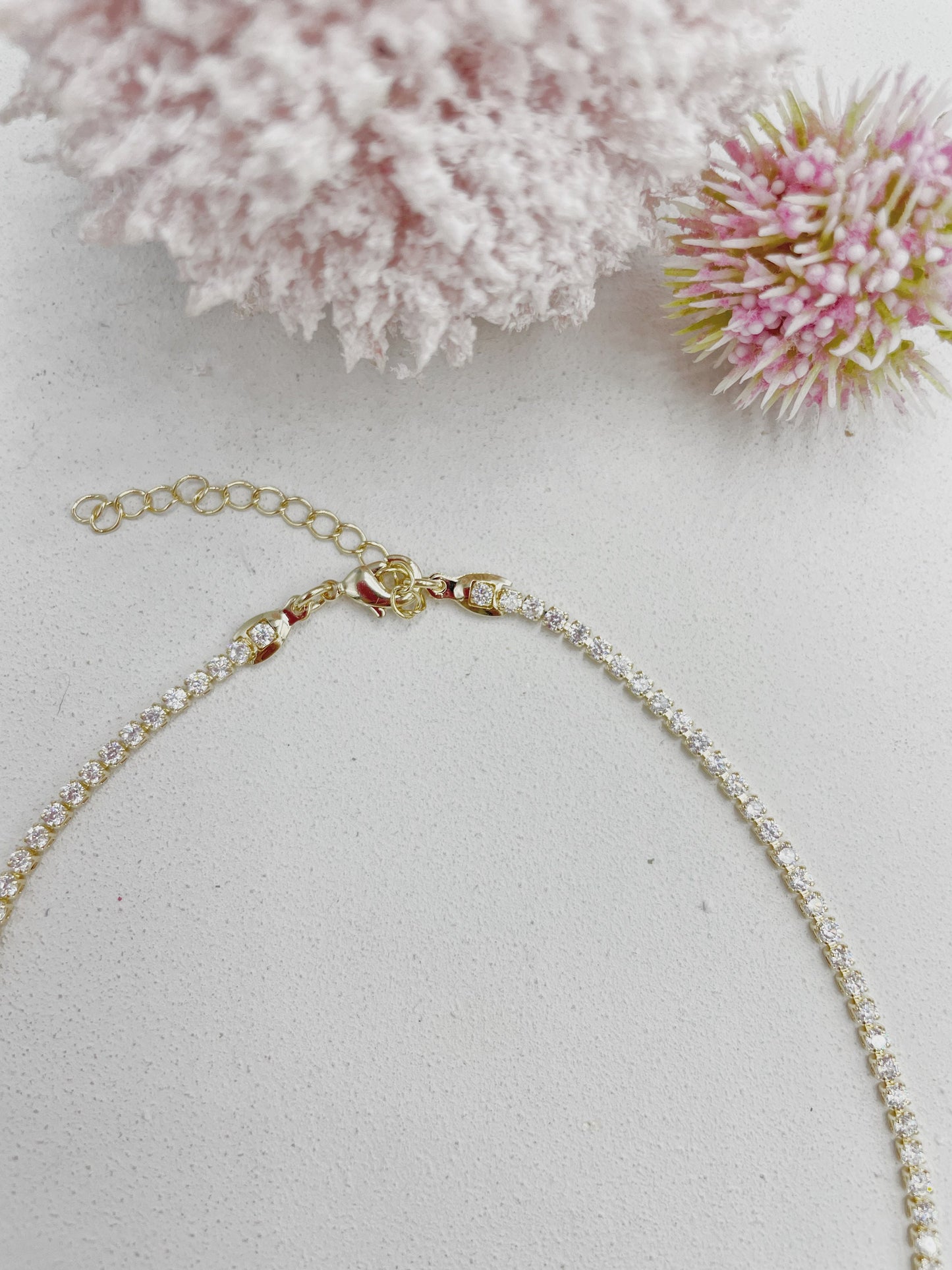 Cubic Zirconia Drops Stones Necklace