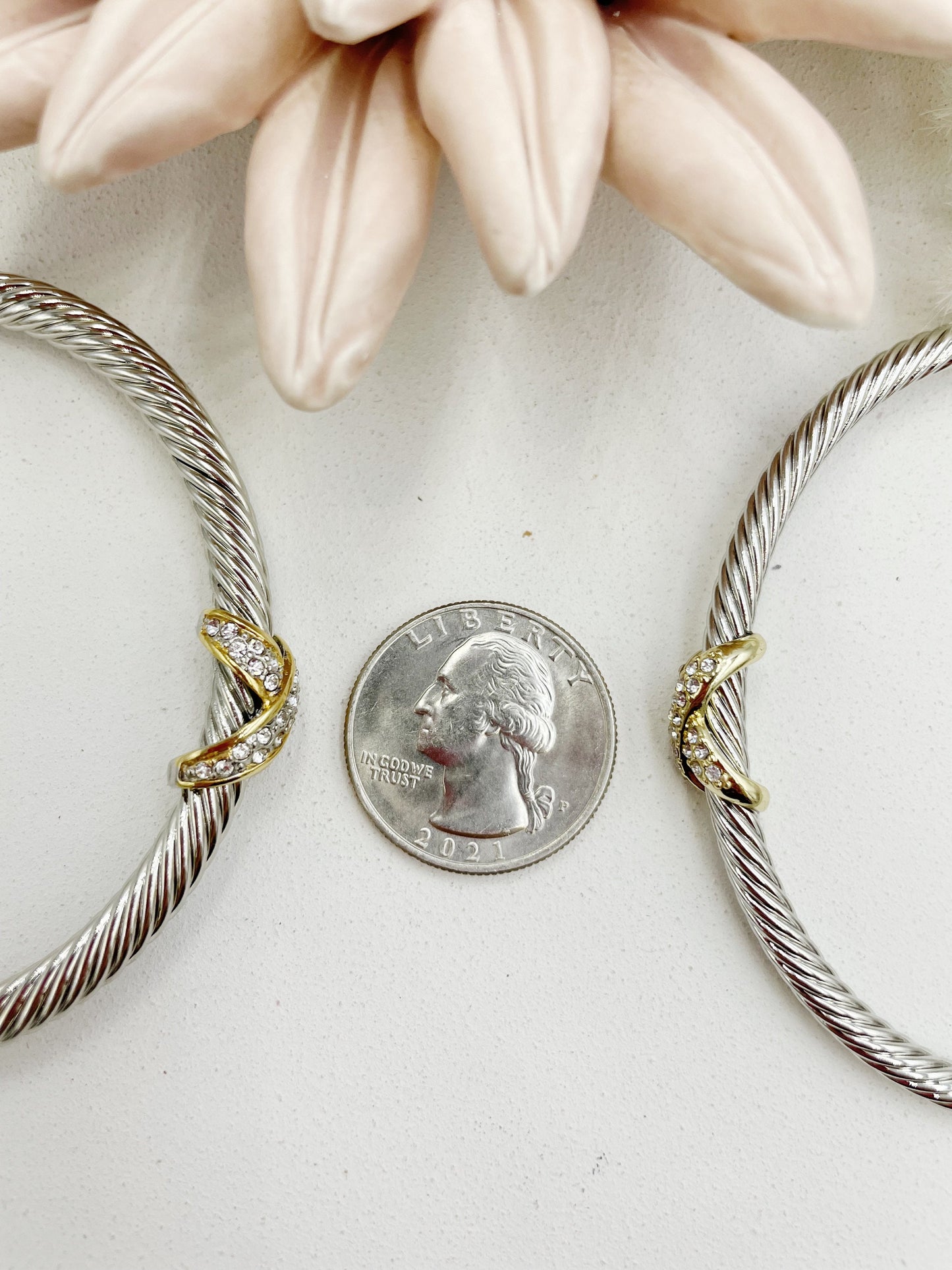 Twisted Open Zirconia Detail X Bracelet