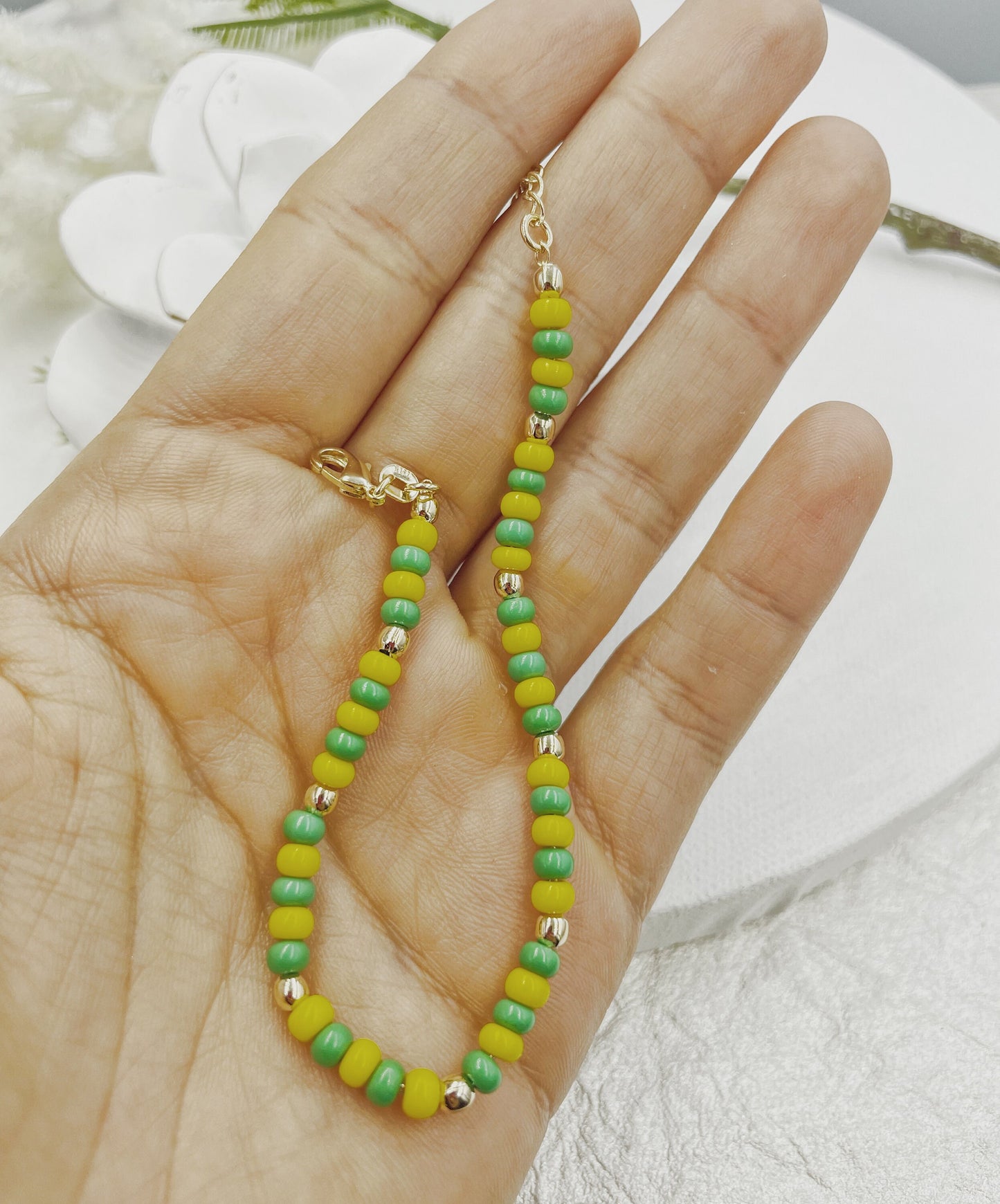 Green & Yellow Beads Orula Bracelet