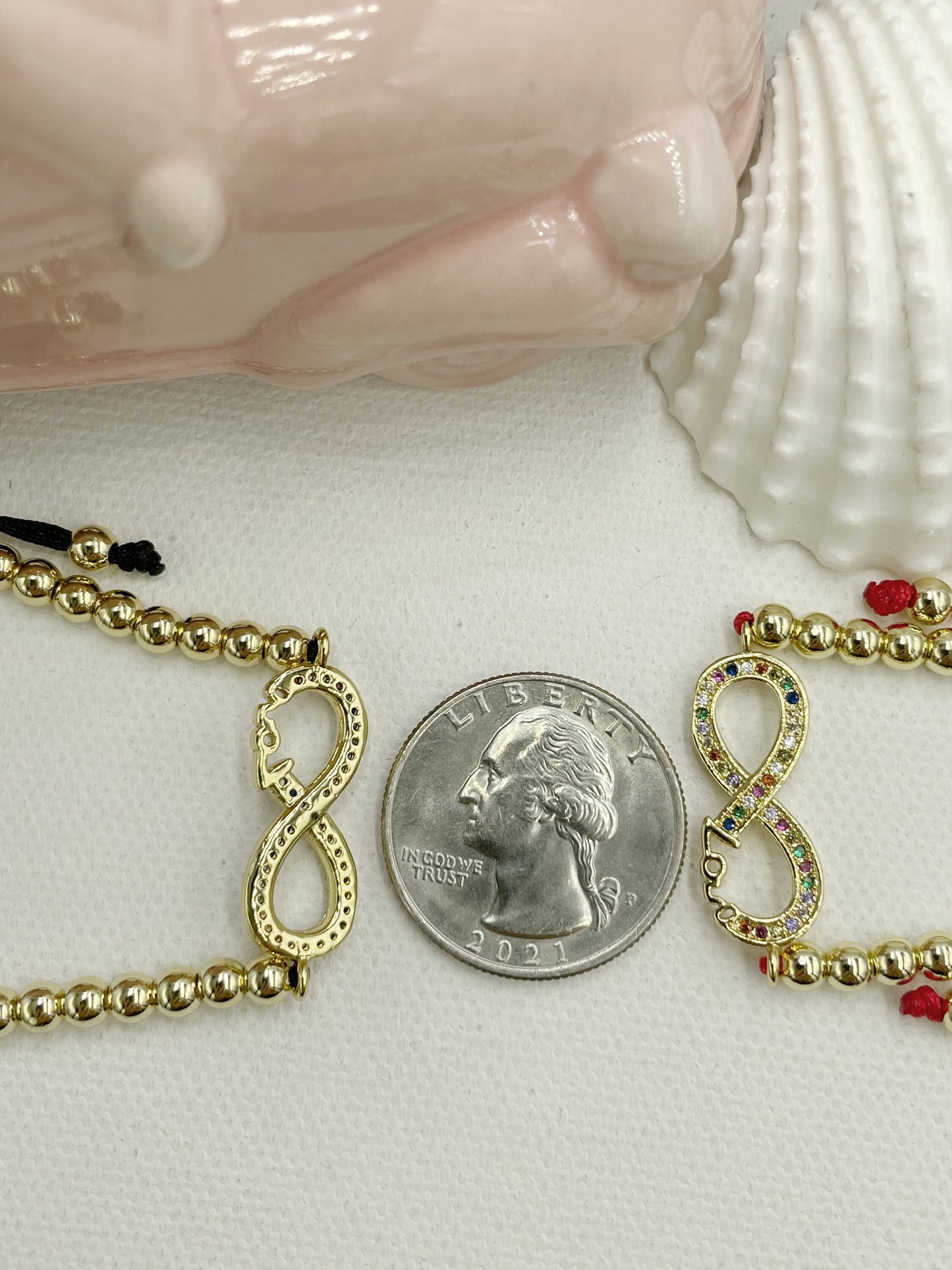 Beaded with Cubic Zirconia Infinity Pendant Bracelet