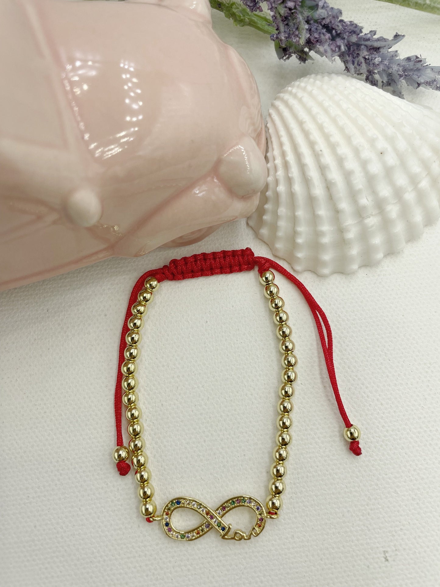 Beaded with Cubic Zirconia Infinity Pendant Bracelet