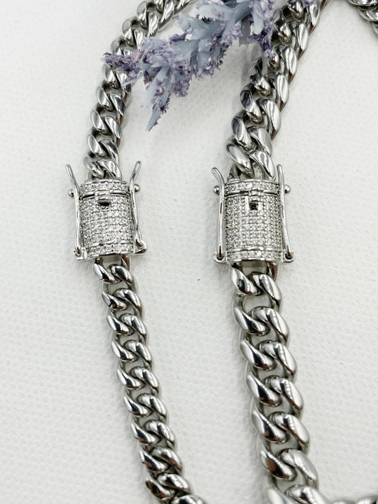 Cuban Link with Zirconia Clasp Anklet 6mm or 8mm