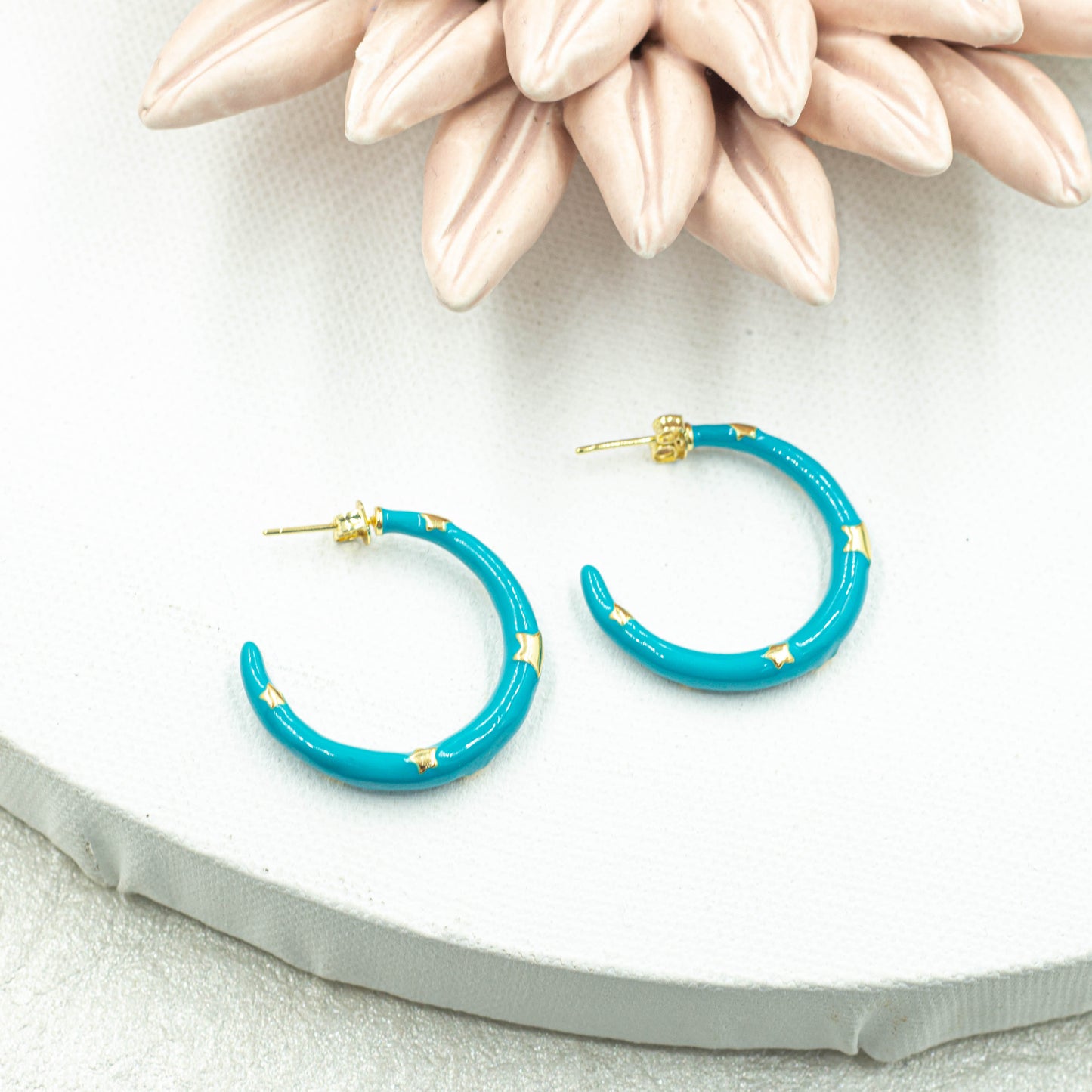 Star Enamel Open Hoops