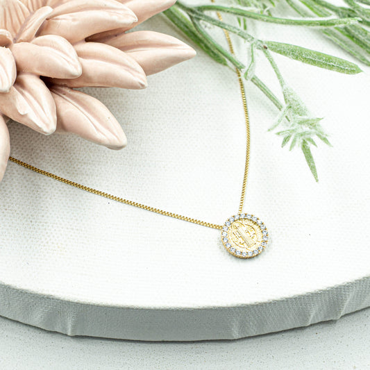 Dainty Cz Saint Benedict Necklace