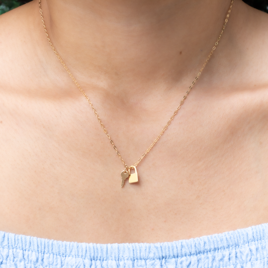 Dainty Lock & Key Necklace