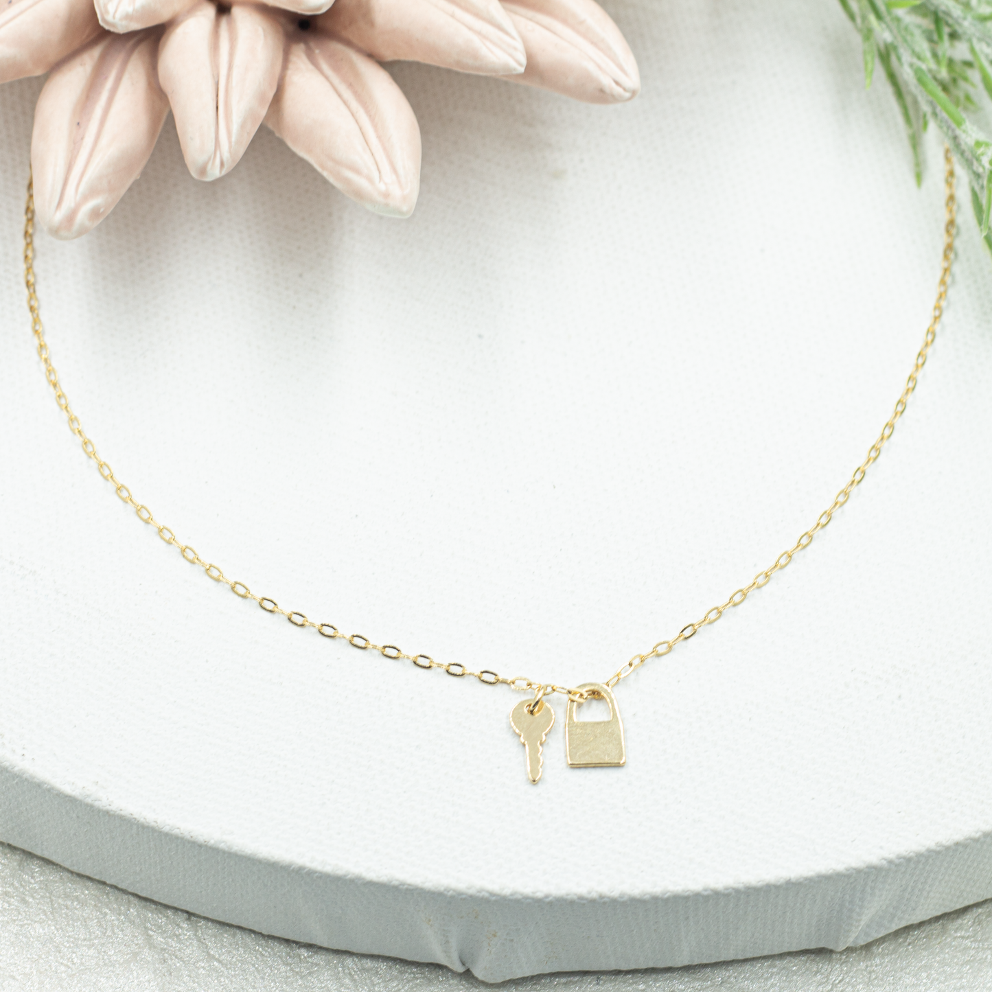 Dainty Lock & Key Necklace