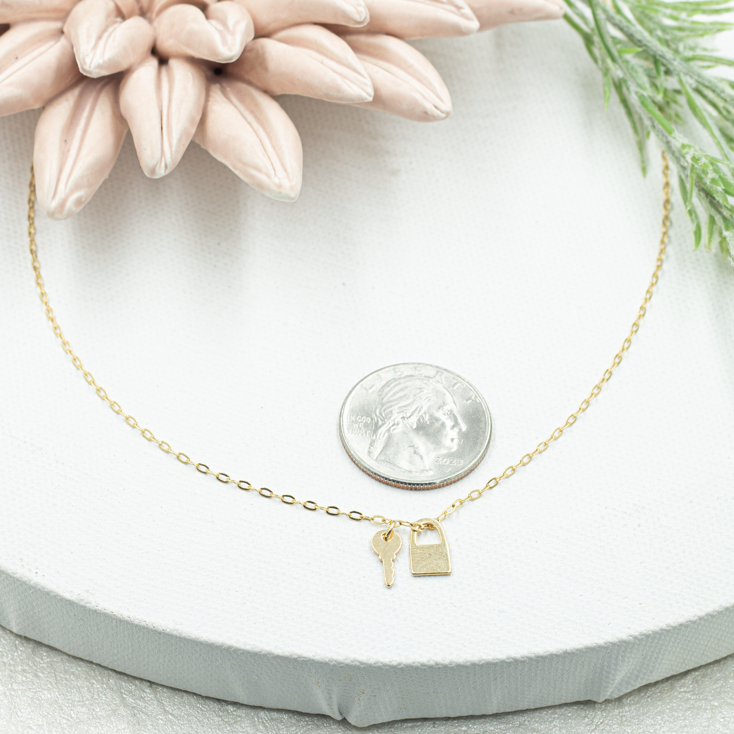 Dainty Lock & Key Necklace