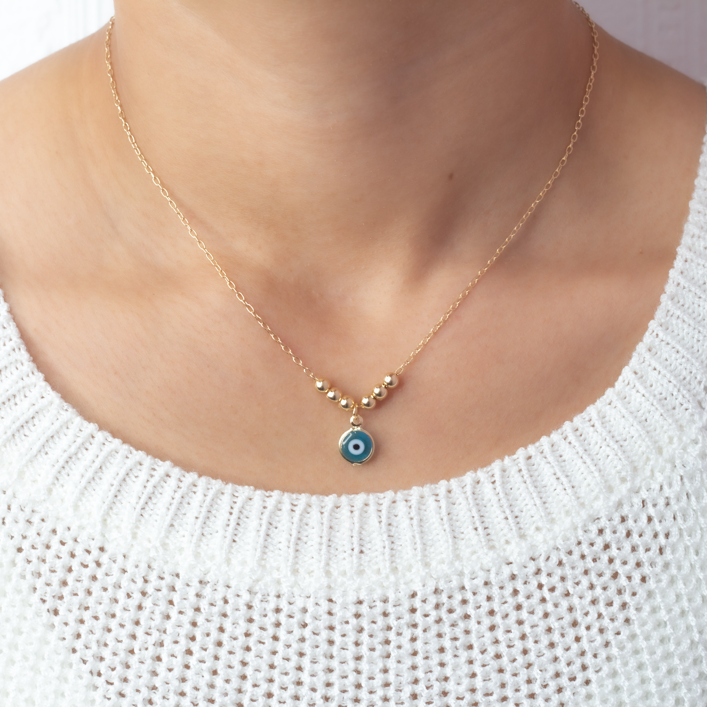 Dainty Rollo Greek Evil Eye Necklace