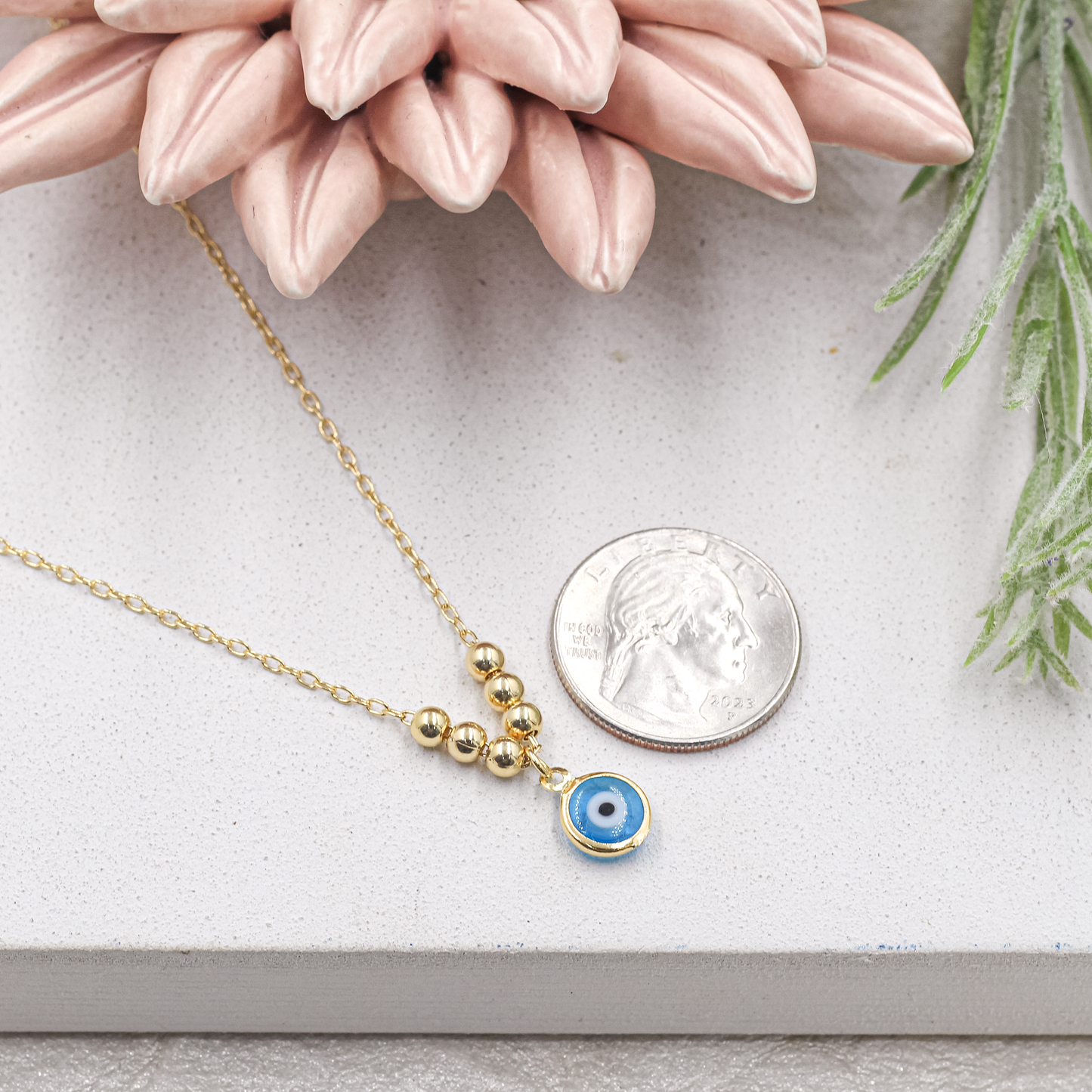 Dainty Rollo Greek Evil Eye Necklace