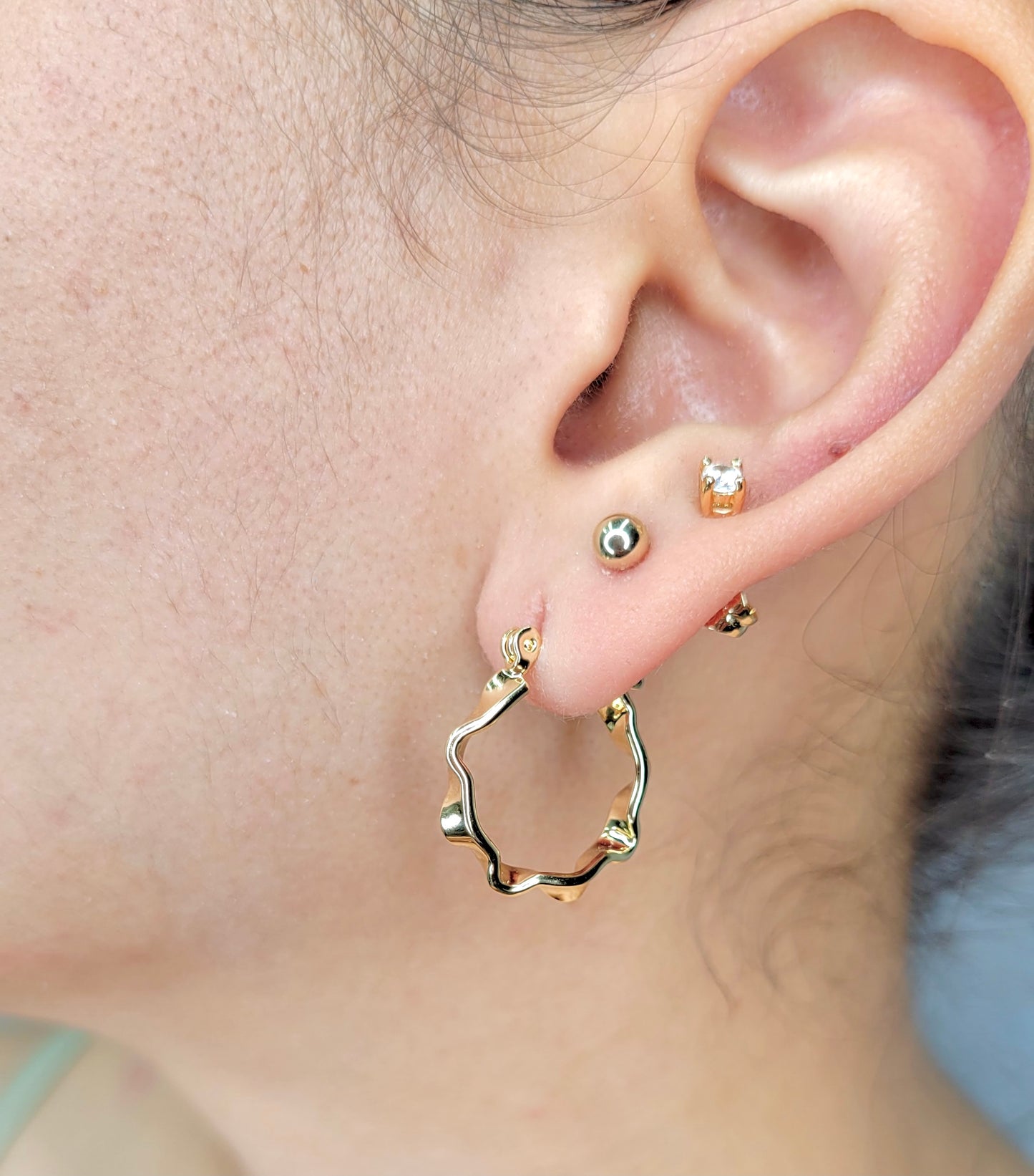 Mini Wave Hoop Earrings