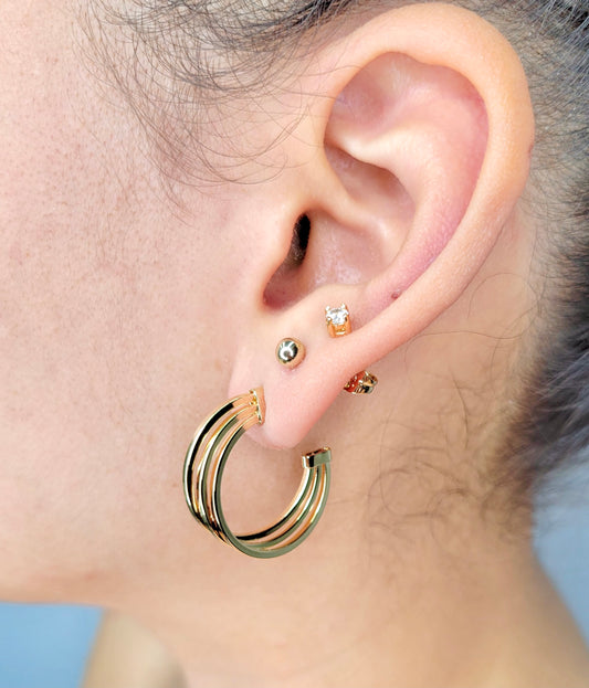 Triple Layer Open Hoops Earrings