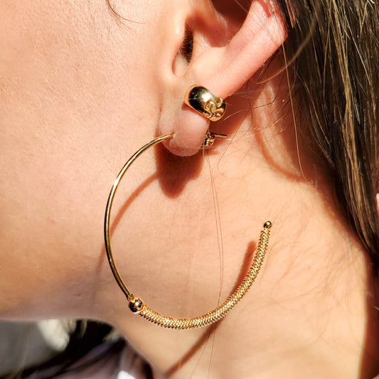 One Ball Thin Open Hoops Earrings