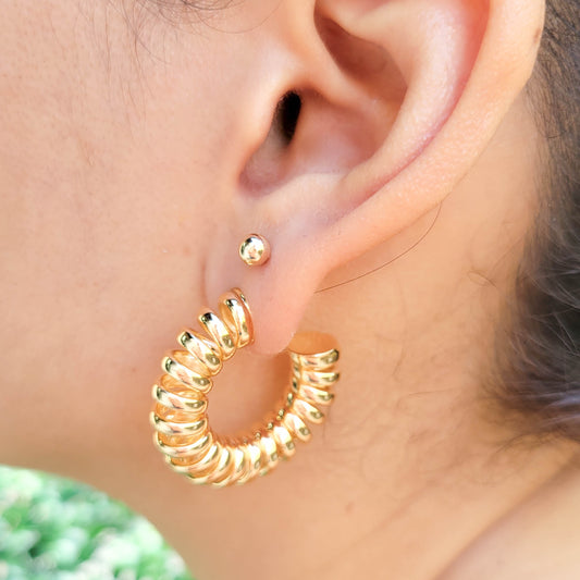 Spiral Cable Open Hoops Earrings