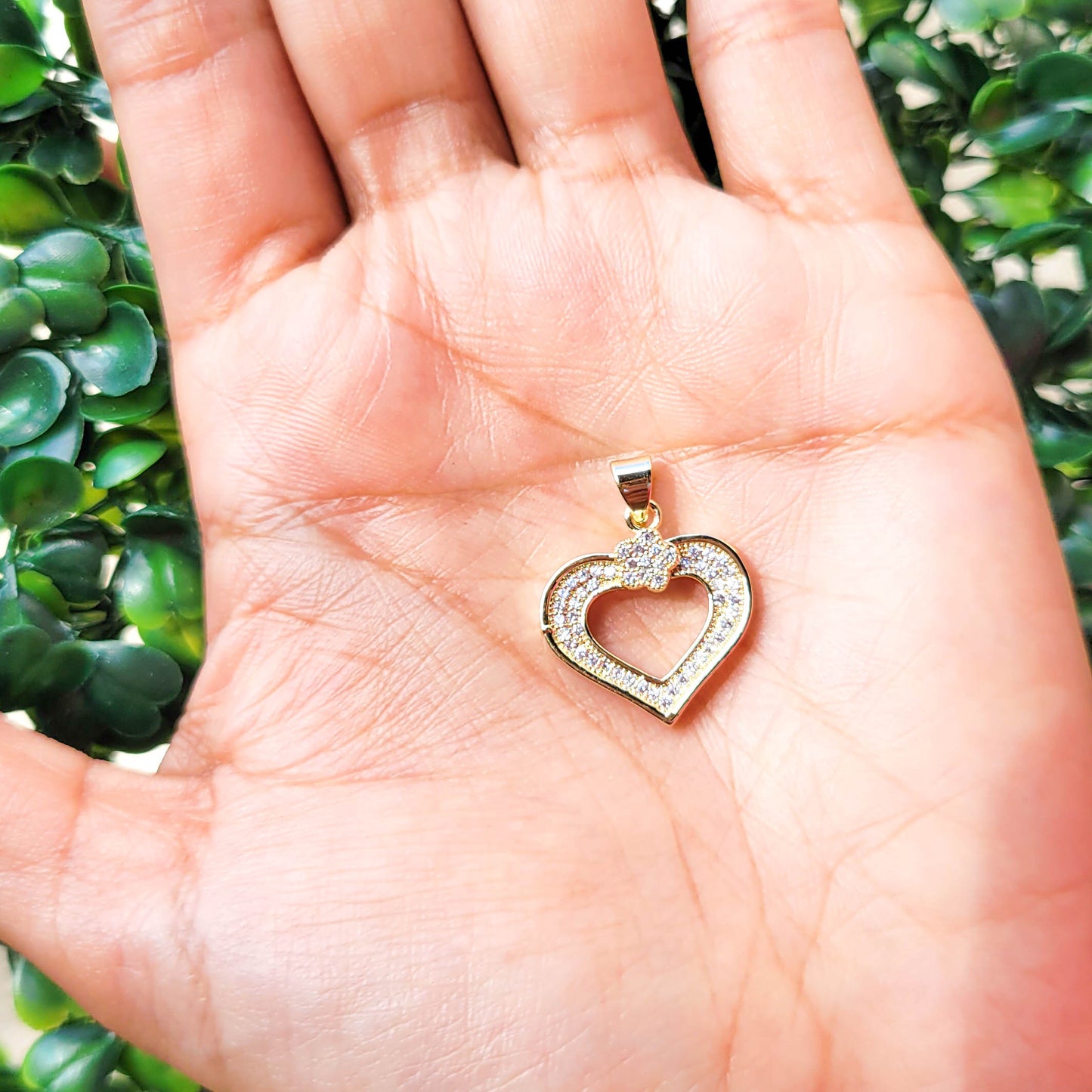 Filled Pave Heart Pendant