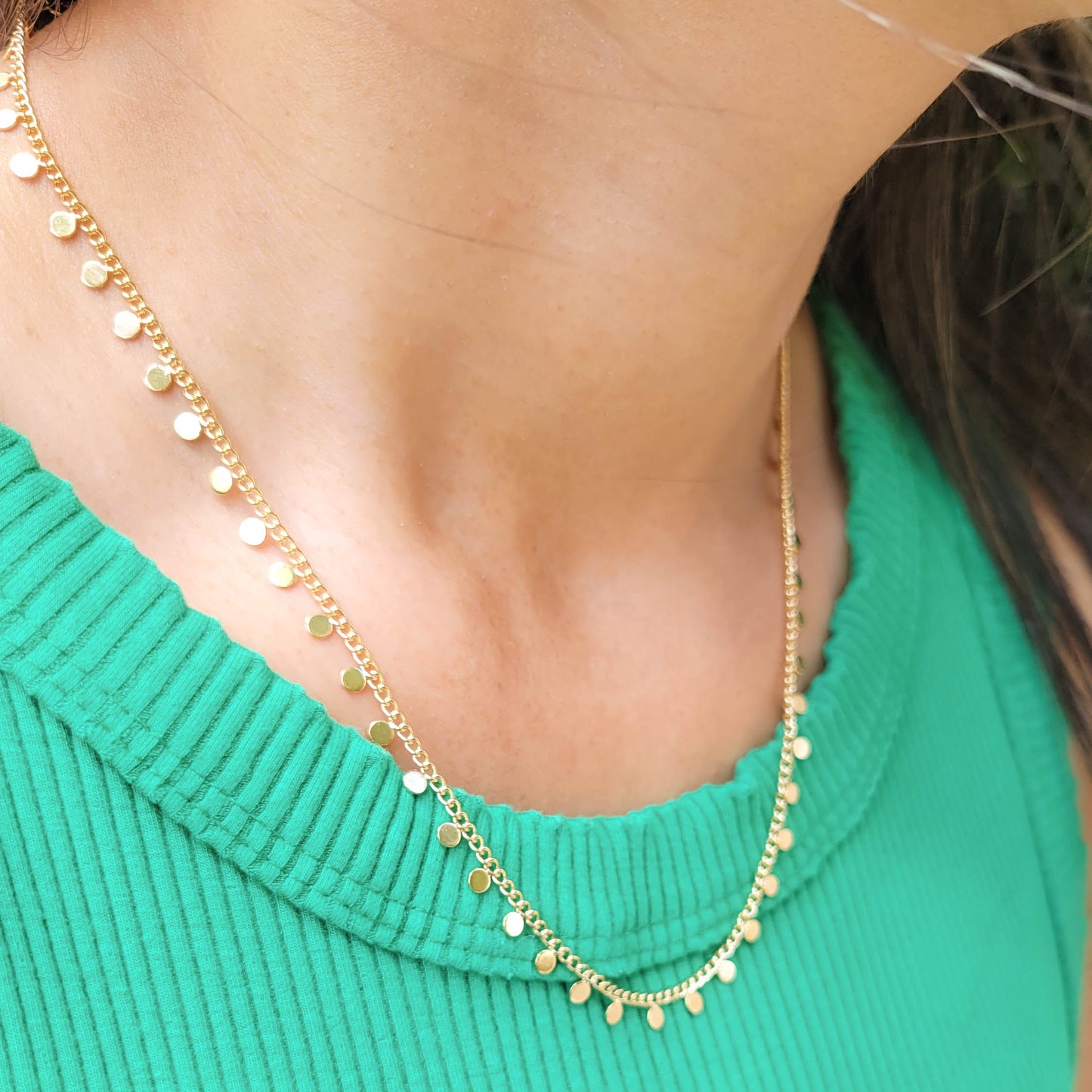 Dainty Cuban Link Dotes Hanging Necklace