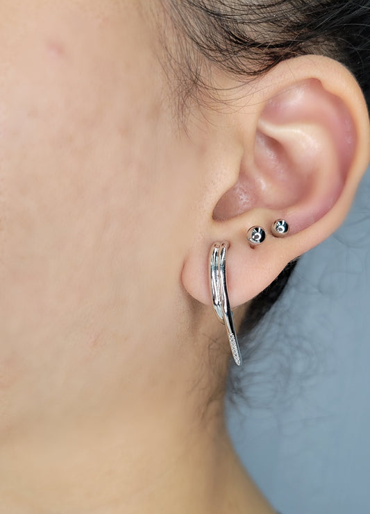 Silver Minimalist Spike Earrings