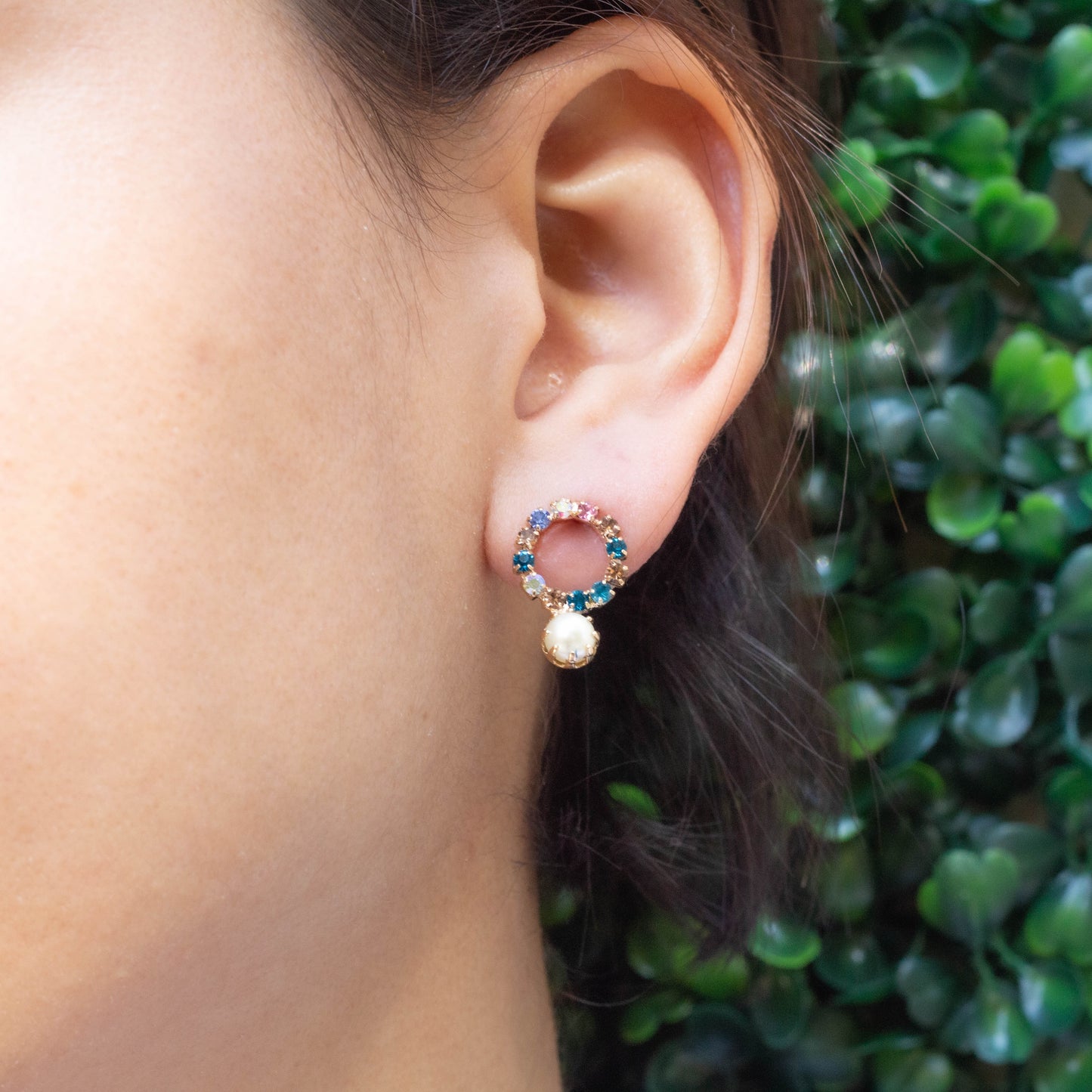 Circle Multicolor Cz Stud Earrings