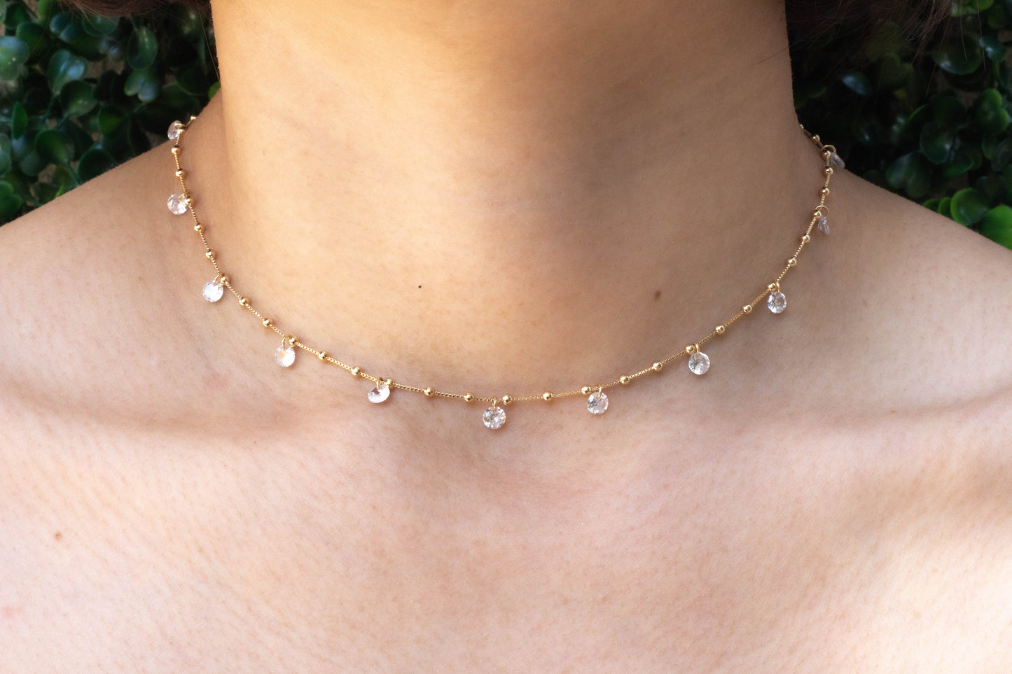 Beaded And Cz Drop Choker