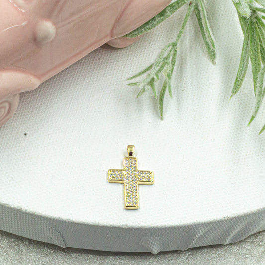 Micropave Chunky Cross Pendant