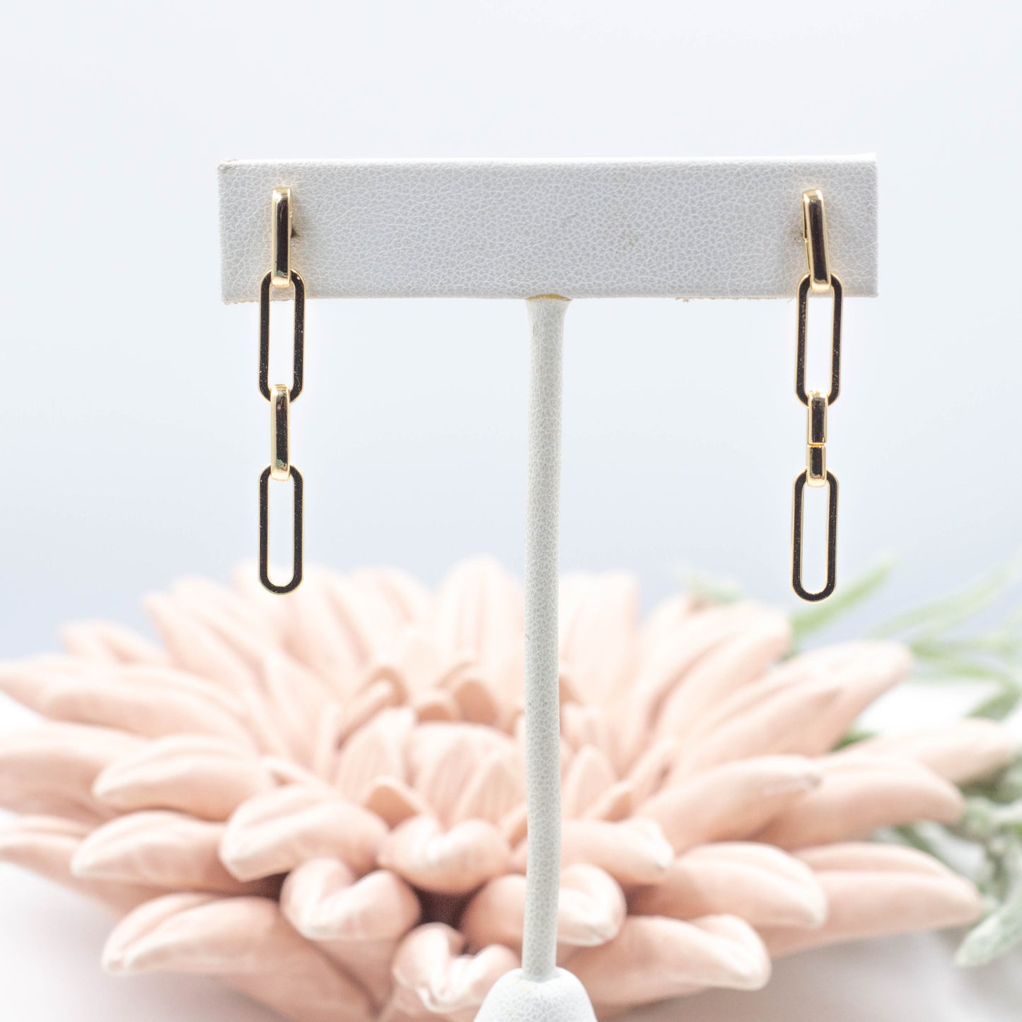 Dainty Rectangle Link Stud Earrings | Four Rectangle Linked Stud Earrings