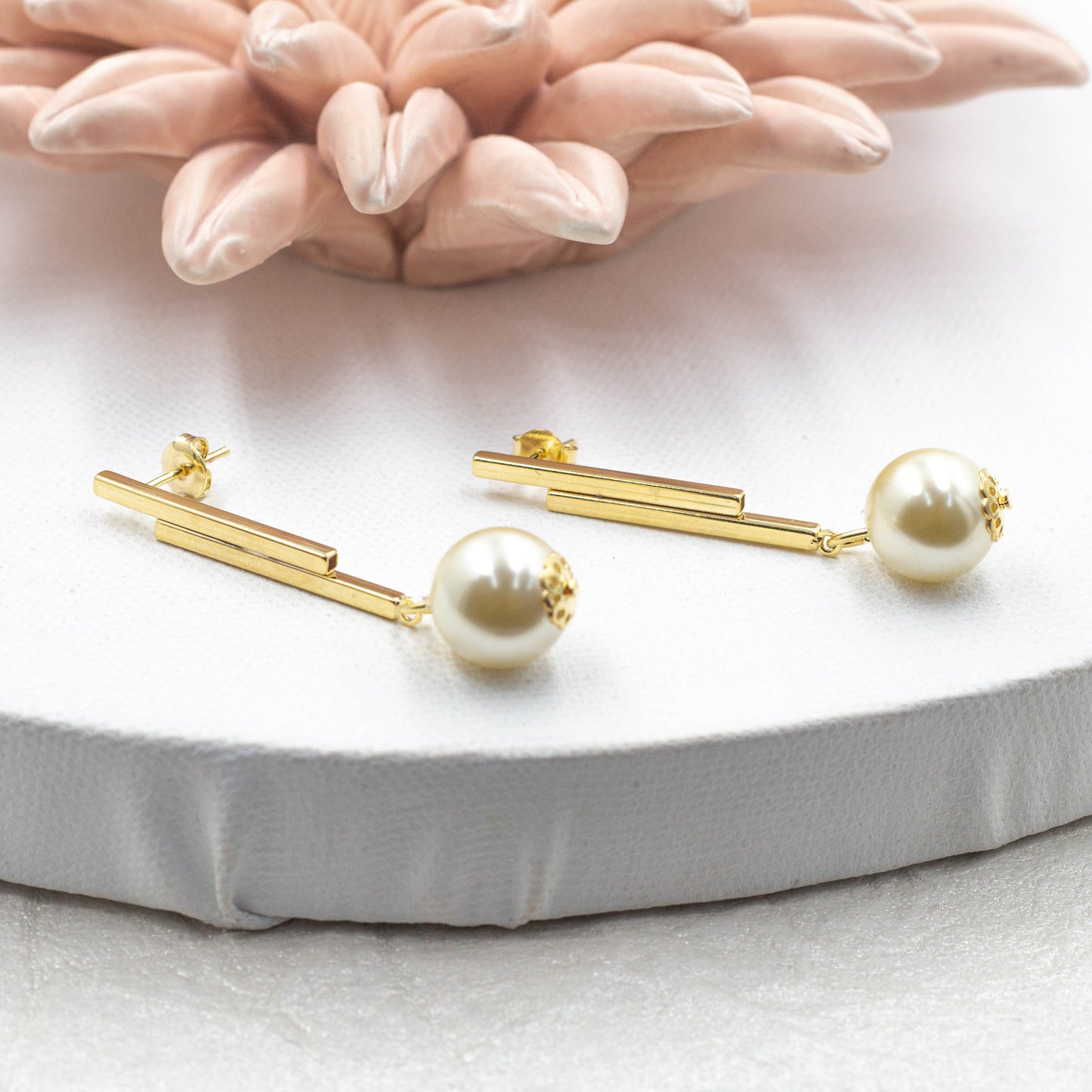 Pearl Hanging Stud Earrings